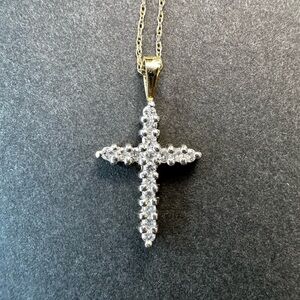 Yellow Gold 0.25 CT. T.W. Diamond Cross Pendant Necklace